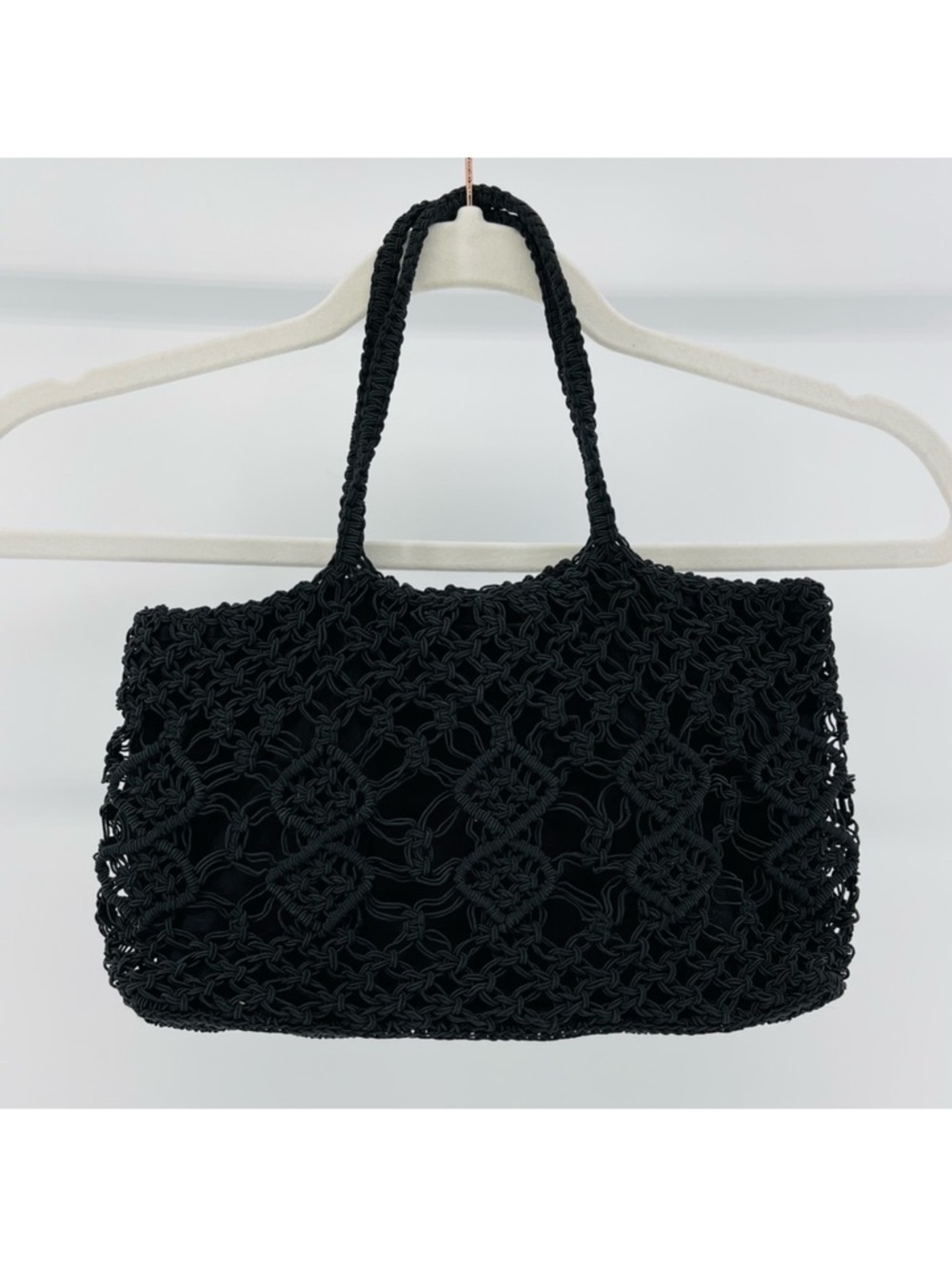 NY&Co Black Crochet Boho Mini Bag